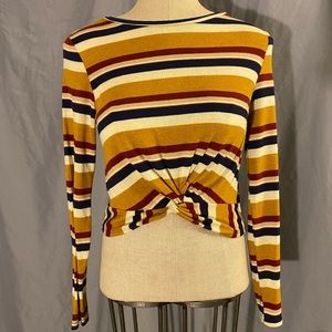 Orange, black, and red striped sweater